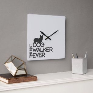 The Best Dog Walker Ever Corgi Silhouette Gift Square Wall Clock