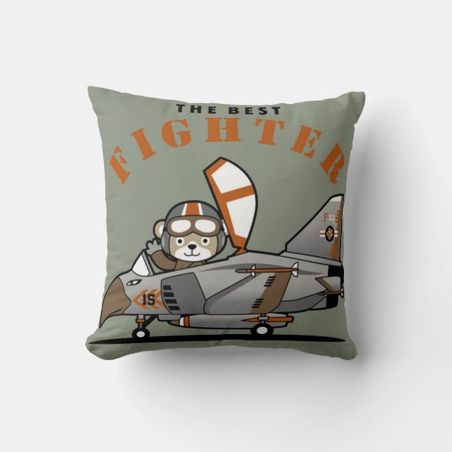 The Best Fighter Pilot Bear Cushion (Front)