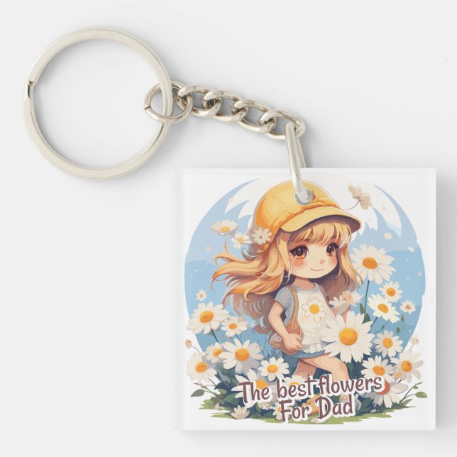 The best flowers for Dad Key Ring (Front)