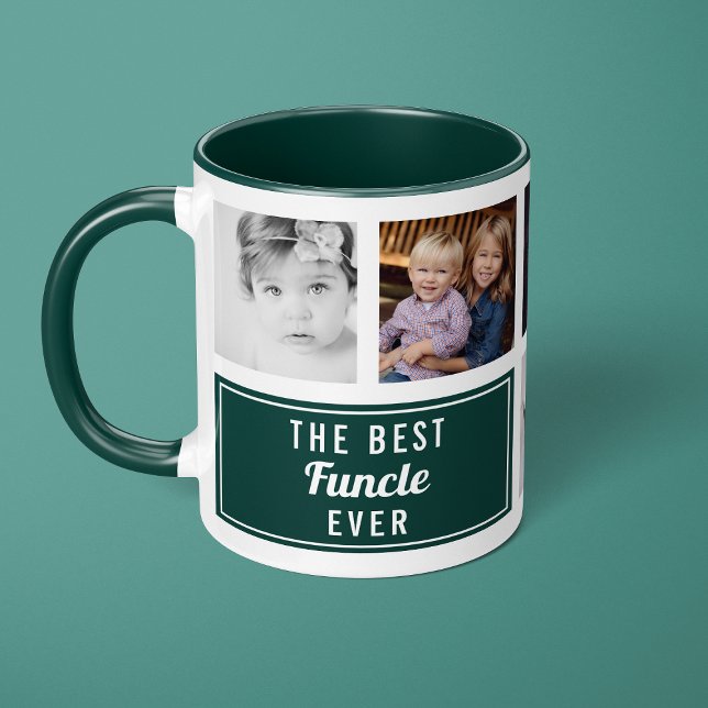 The Best Funcle Ever Green Collage Photo Uncle Mug (Creator Uploaded)