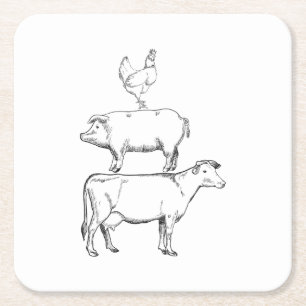 The best Funny Farm Animals For Farmers Square Paper Coaster