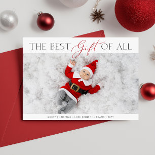 The Best Gift of Baby's First Christmas Photo Holiday Card