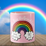 The Best Girlfriend Ever Rainbow Pink Two-Tone Coffee Mug<br><div class="desc">Personalise for your girlfriend to create a unique valentine,  Christmas or birthday gift. A perfect way to show her how amazing she is every day. Designed by Thisisnotme©</div>
