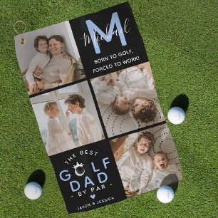 The Best Golf Dad by Par Monogram 4 Photo Collage Towel