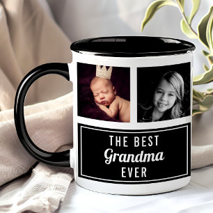 The Best Grandma Ever Black Collage Photo Mug