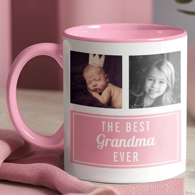 The Best Grandma Ever Pink Collage Photo Mug (Creator Uploaded)