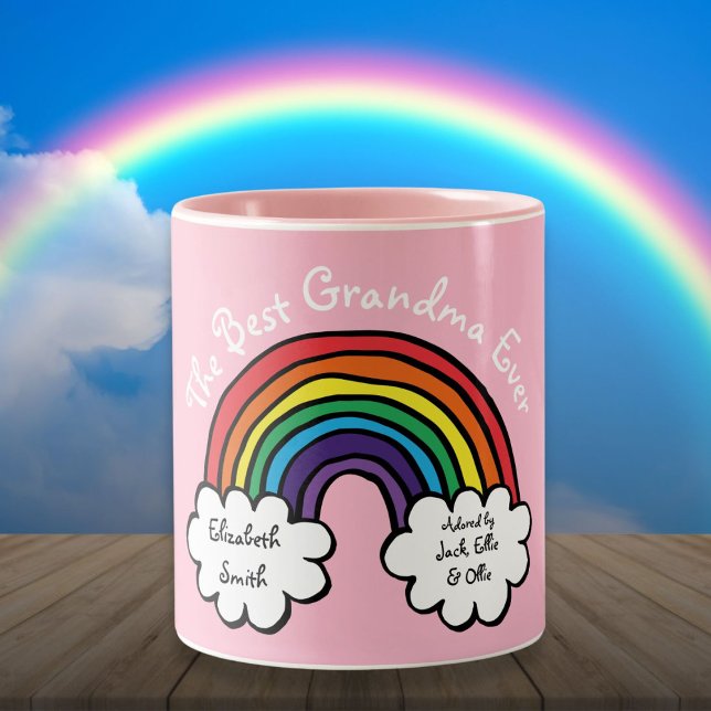 The Best Grandma Granny Ever Rainbow Pink Two-Tone Coffee Mug (The Best Grandma Granny Ever Rainbow Pink Two-Tone Coffee Mug)