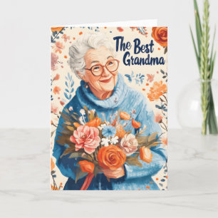 The Best Grandma Smiling Woman Holiday Card