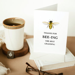 The Best Grandpa   Elegant Cute Bee Father's Day Holiday Card