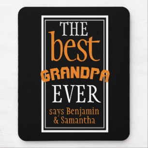 The Best Grandpa Ever Typography Black Mouse Pad