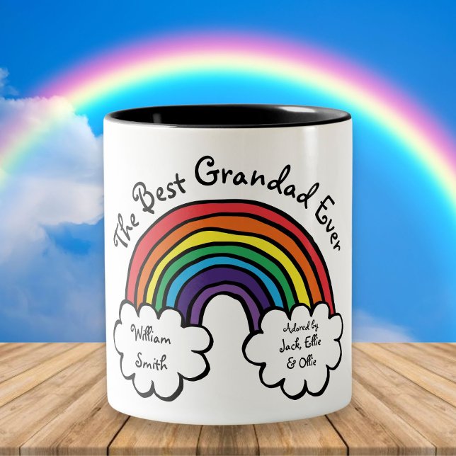 The Best Grandpa, Grandad, Papa Ever Rainbow Two-Tone Coffee Mug (The Best Grandpa, Grandad, Papa Ever Rainbow Two-Tone Coffee Mug)