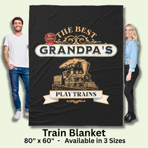 The Best Grandpas Play Trains Steam Engine Fleece Blanket
