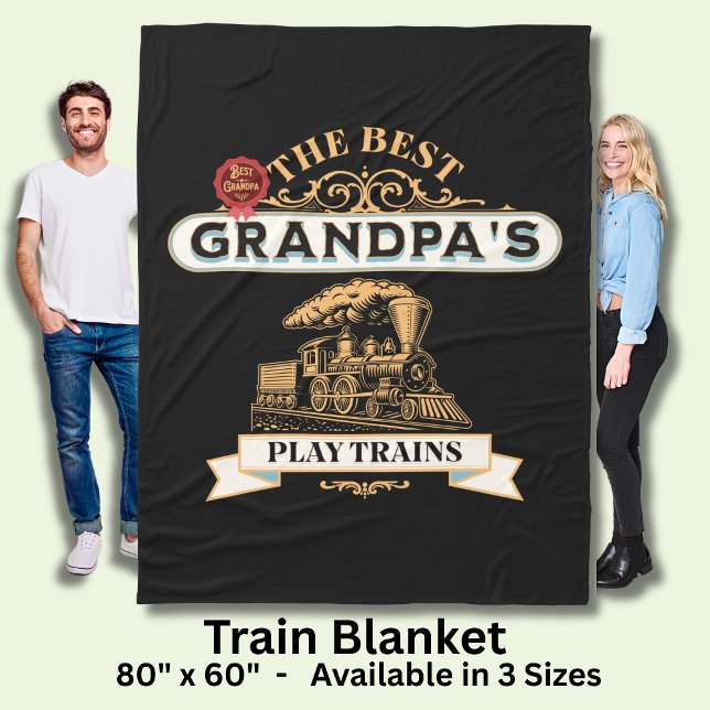 The Best Grandpas Play Trains Steam Engine Fleece Blanket (Creator Uploaded)