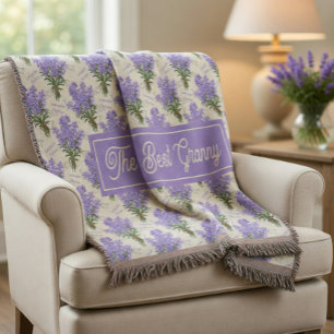 The Best Granny Lavender Floral Cozy Fleece Blanke Throw Blanket
