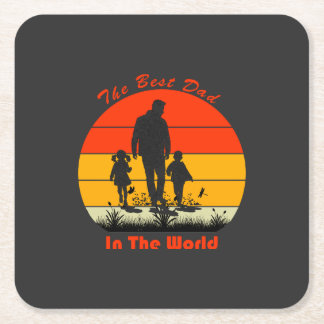 the best in the world t shirt square paper coaster