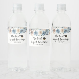 The Best is Yet to Come Dusty Floral Graduation Water Bottle Label