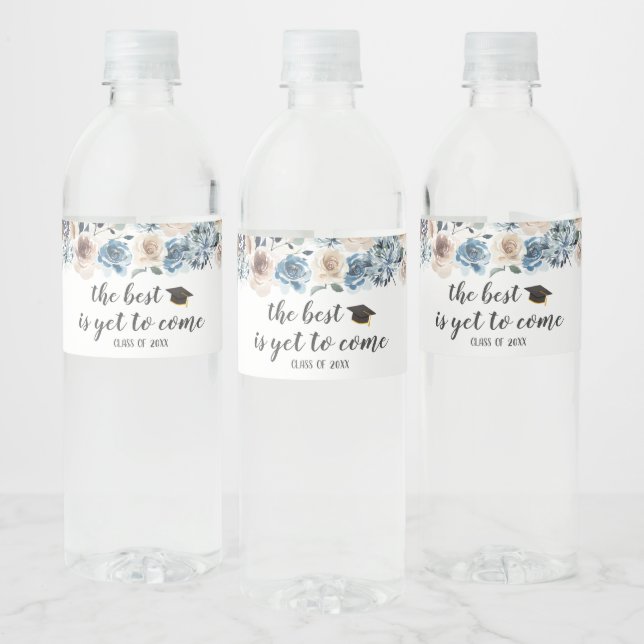 The Best is Yet to Come | Dusty Floral Graduation Water Bottle Label (Bottles)