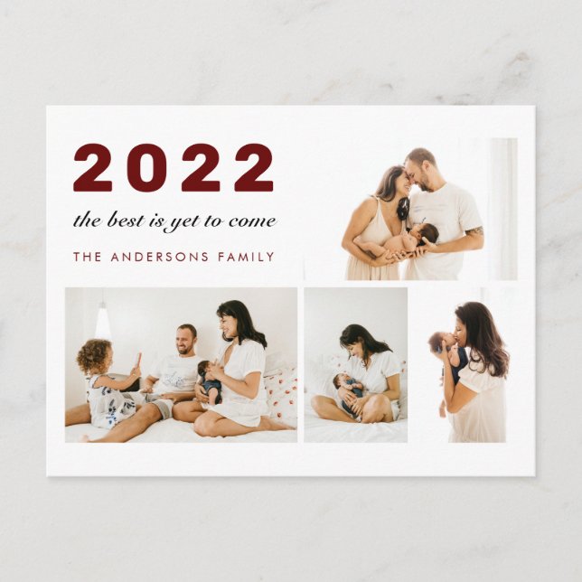 The Best is Yet to Come New Year 4 Photo Holiday P Postcard (Front)