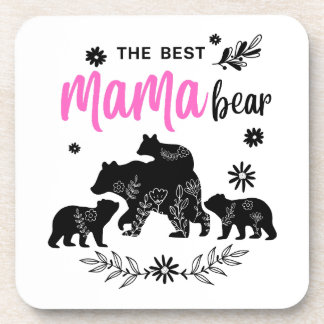 The Best Mama Bear with Three Bear Cubs Coaster