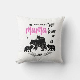 The Best Mama Bear with Three Cubs Throw Pillow