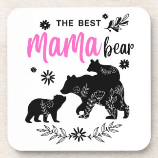 The Best Mama Bear with Two Bear Cubs Coasters