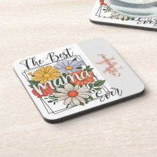 The Best Mama Ever Floral Print Coaster