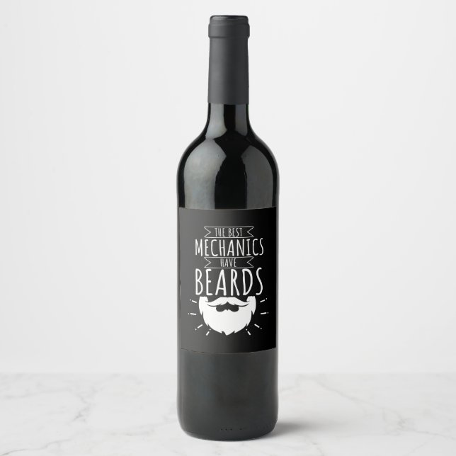 The Best Mechanics Have Beards Wine Label (Front)