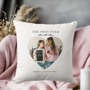 The Best Mom Ever Heart Photo Cushion