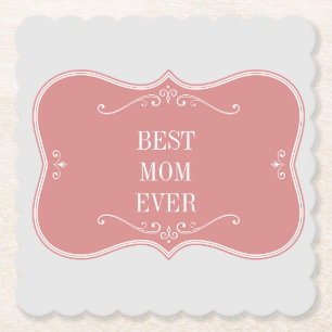 The best mom in the world, pink frame  square pape paper coaster