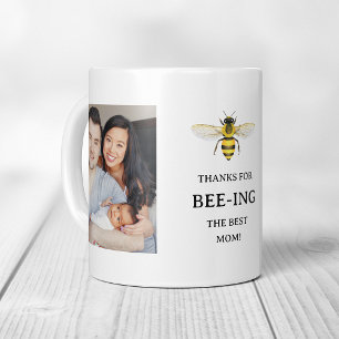 The Best Mom Simple Cute Bee and Photos Coffee Mug