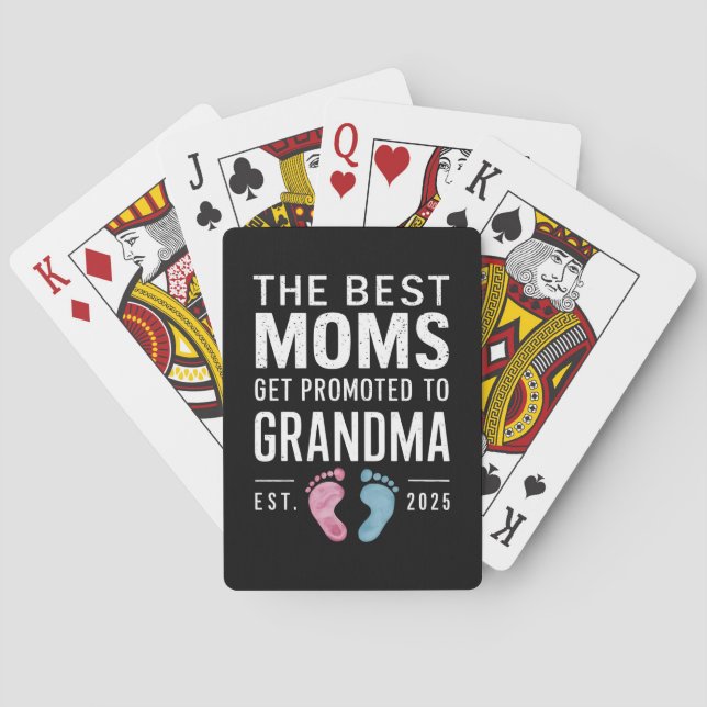 The Best Moms Get Promoted To Grandma Est 2025 Playing Cards (Back)