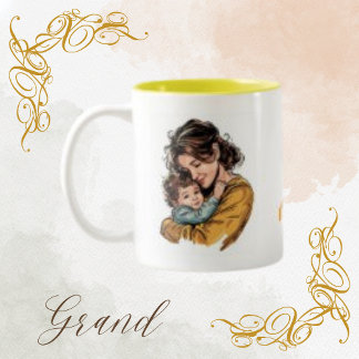 The Best , Mother and Child Vintage Custom Photo Two-Tone Coffee Mug