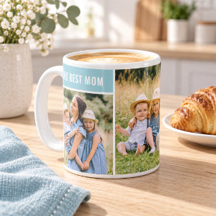The Best Mum Aqua Photo Collage Coffee Mug