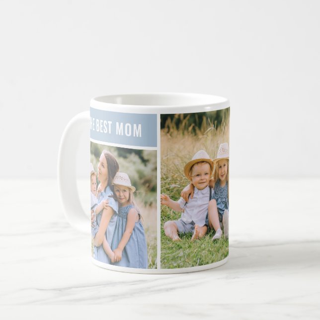 The Best Mum Dusty Blue Mothers Day Photo Collage Coffee Mug (Front Left)