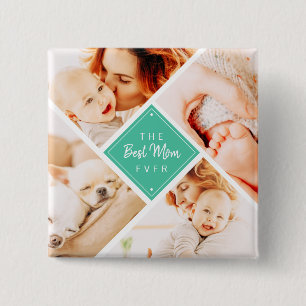 The Best Mum Ever Modern Custom Photos 15 Cm Square Badge