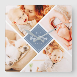 The Best Mum Ever Modern Custom Photos Square Wall Clock