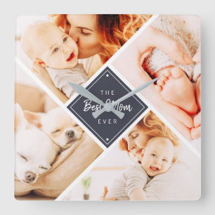 The Best Mum Ever Modern Custom Photos Square Wall Clock