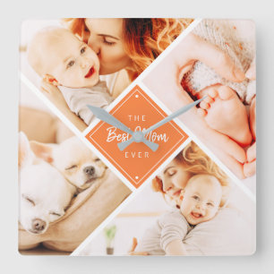 The Best Mum Ever Modern Custom Photos Square Wall Clock
