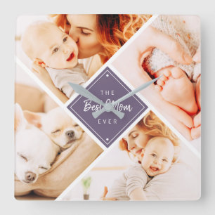 The Best Mum Ever Modern Custom Photos Square Wall Clock