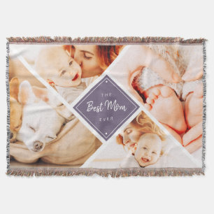 The Best Mum Ever Modern Custom Photos Throw Blanket
