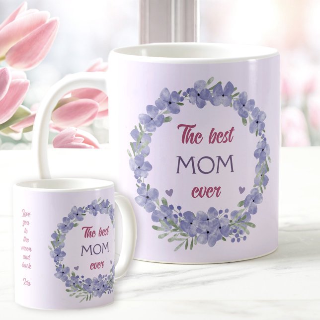 The Best Mum Ever Mother's Day Custom Text Purple Coffee Mug (The Best Mom Ever Mother's Day Custom Text Purple Coffee Mug)