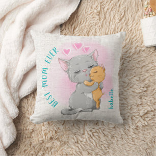 The best mum ever pillow, Cute cat gift mother day Cushion