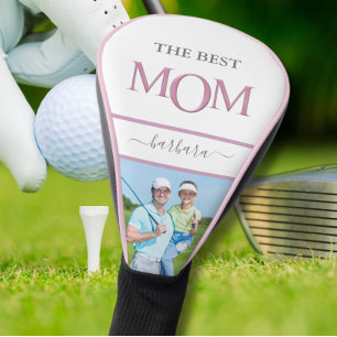 The Best Mum Photo Stylish Pink Lavender Lettering Golf Head Cover