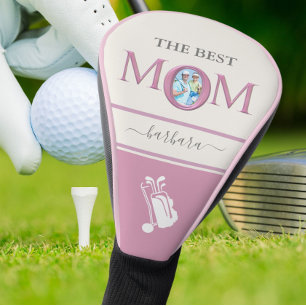 The Best Mum Photo Stylish Pink Lavender Lettering Golf Head Cover