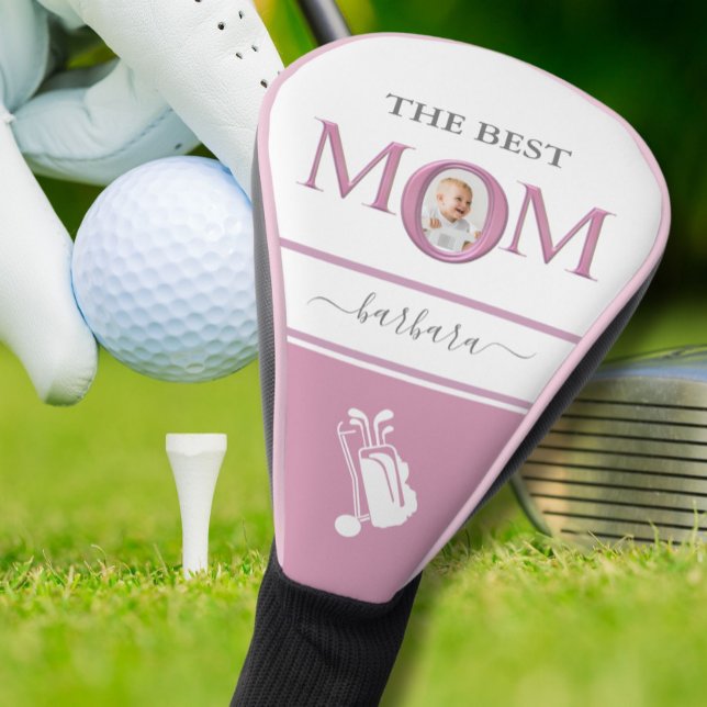 The Best Mum Photo Stylish Pink Lavender Lettering Golf Head Cover (Creator Uploaded)