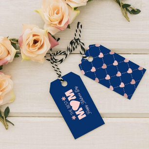The Best Mum Pink Heart Pattern Appreciation Gift Tags