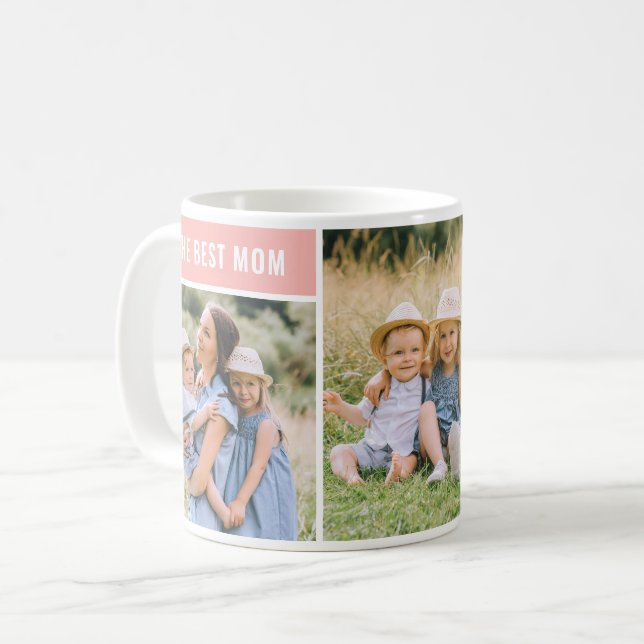 The Best Mum Pink Mothers Day Photo Collage Coffee Mug (Front Left)