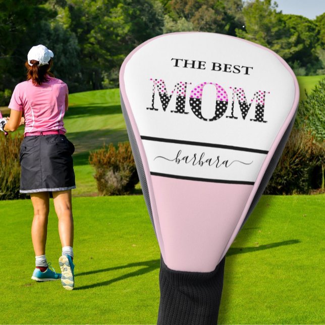 The Best Mum Stylish Black Pink Lettering Golf Head Cover (Creator Uploaded)