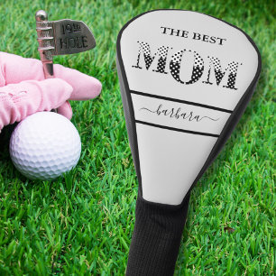 The Best Mum Stylish Black White Lettering Golf Head Cover