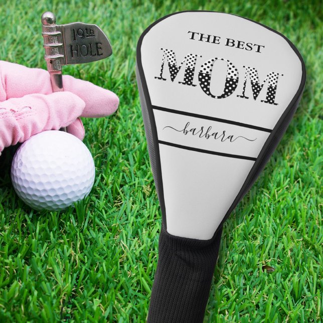 The Best Mum Stylish Black White Lettering Golf Head Cover (Creator Uploaded)